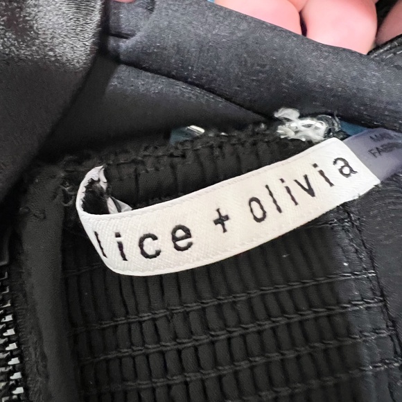 Alice And Olivia Carli Satin Interlocking Chain Strap Crop Top Bra Black Silver - Picture 2 of 4